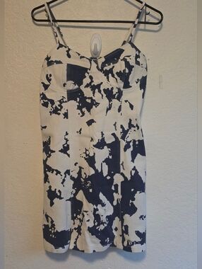 White and Navy Cow Print Bustier Top